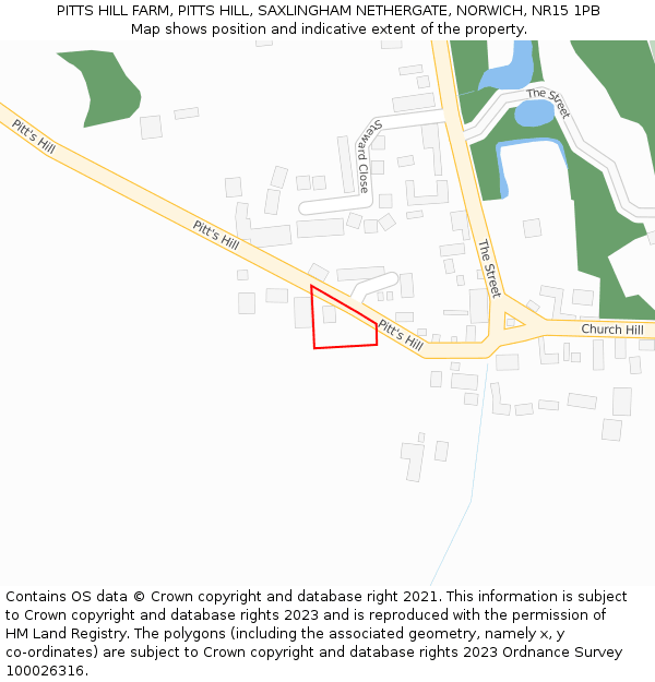 PITTS HILL FARM, PITTS HILL, SAXLINGHAM NETHERGATE, NORWICH, NR15 1PB: Location map and indicative extent of plot