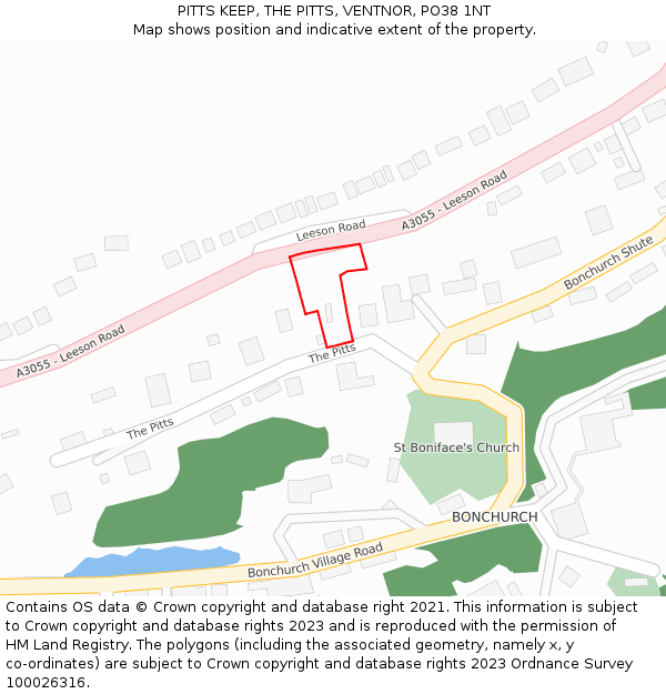 PITTS KEEP, THE PITTS, VENTNOR, PO38 1NT: Location map and indicative extent of plot