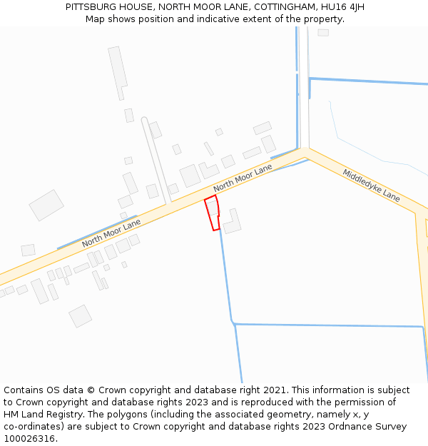 PITTSBURG HOUSE, NORTH MOOR LANE, COTTINGHAM, HU16 4JH: Location map and indicative extent of plot