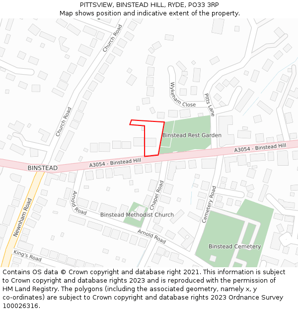 PITTSVIEW, BINSTEAD HILL, RYDE, PO33 3RP: Location map and indicative extent of plot