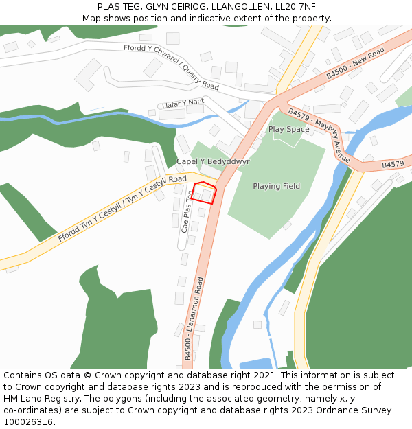 PLAS TEG, GLYN CEIRIOG, LLANGOLLEN, LL20 7NF: Location map and indicative extent of plot