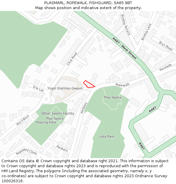 PLASMARL, ROPEWALK, FISHGUARD, SA65 9BT: Location map and indicative extent of plot