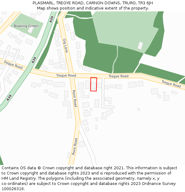PLASMARL, TREGYE ROAD, CARNON DOWNS, TRURO, TR3 6JH: Location map and indicative extent of plot