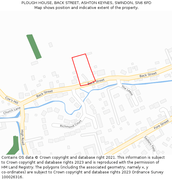 PLOUGH HOUSE, BACK STREET, ASHTON KEYNES, SWINDON, SN6 6PD: Location map and indicative extent of plot