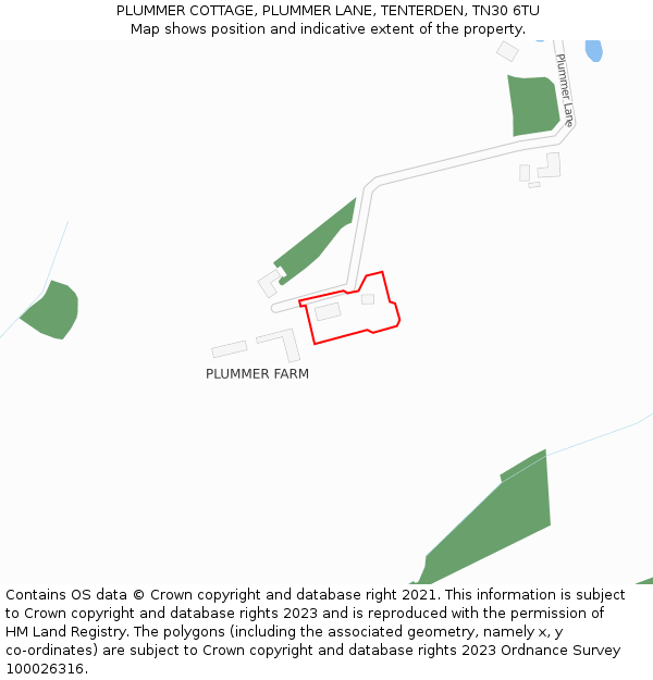 PLUMMER COTTAGE, PLUMMER LANE, TENTERDEN, TN30 6TU: Location map and indicative extent of plot