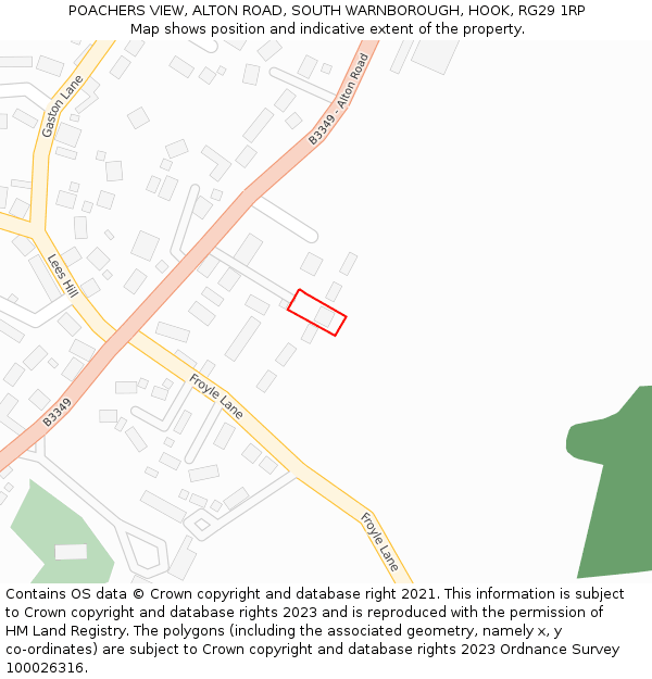 POACHERS VIEW, ALTON ROAD, SOUTH WARNBOROUGH, HOOK, RG29 1RP: Location map and indicative extent of plot