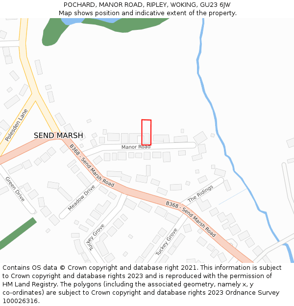 POCHARD, MANOR ROAD, RIPLEY, WOKING, GU23 6JW: Location map and indicative extent of plot