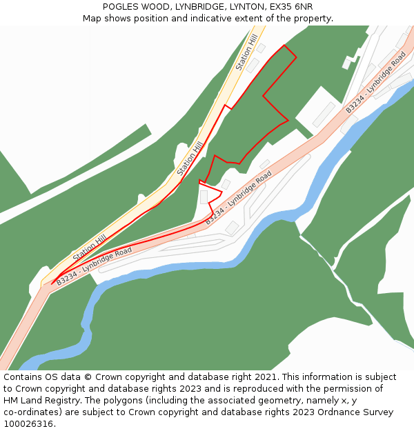 POGLES WOOD, LYNBRIDGE, LYNTON, EX35 6NR: Location map and indicative extent of plot