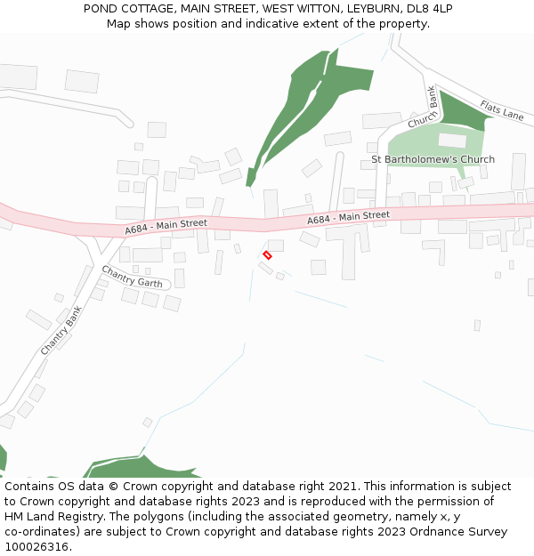 POND COTTAGE, MAIN STREET, WEST WITTON, LEYBURN, DL8 4LP: Location map and indicative extent of plot