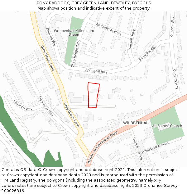 PONY PADDOCK, GREY GREEN LANE, BEWDLEY, DY12 1LS: Location map and indicative extent of plot
