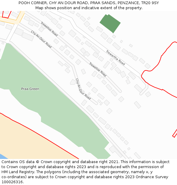 POOH CORNER, CHY AN DOUR ROAD, PRAA SANDS, PENZANCE, TR20 9SY: Location map and indicative extent of plot