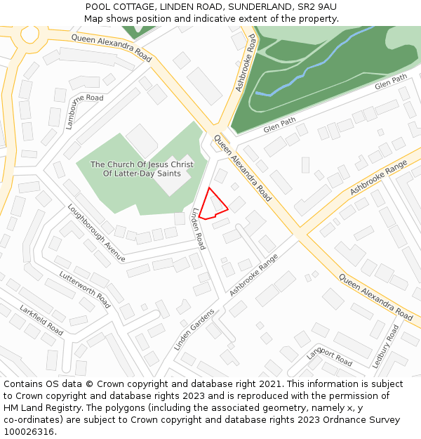 POOL COTTAGE, LINDEN ROAD, SUNDERLAND, SR2 9AU: Location map and indicative extent of plot