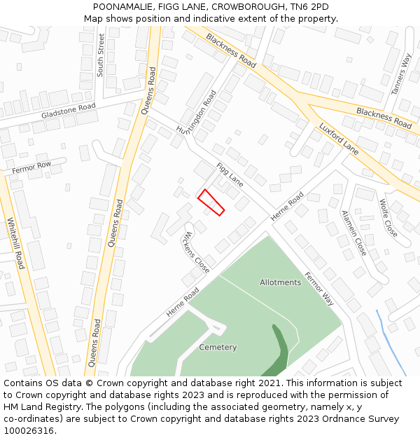 POONAMALIE, FIGG LANE, CROWBOROUGH, TN6 2PD: Location map and indicative extent of plot