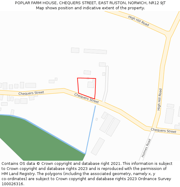 POPLAR FARM HOUSE, CHEQUERS STREET, EAST RUSTON, NORWICH, NR12 9JT: Location map and indicative extent of plot