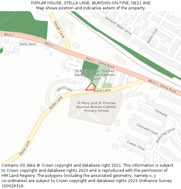 POPLAR HOUSE, STELLA LANE, BLAYDON-ON-TYNE, NE21 4NE: Location map and indicative extent of plot