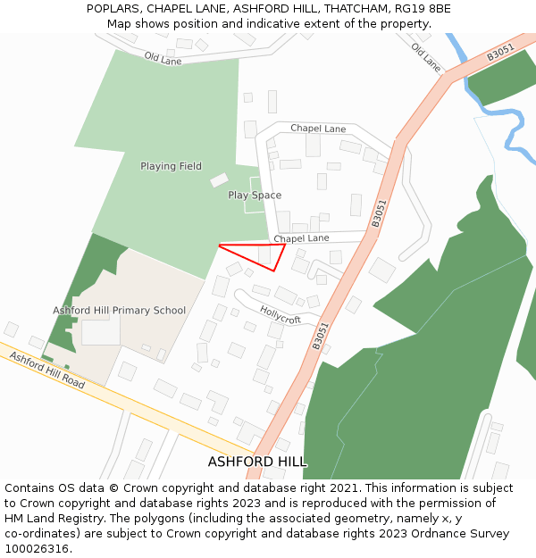 POPLARS, CHAPEL LANE, ASHFORD HILL, THATCHAM, RG19 8BE: Location map and indicative extent of plot