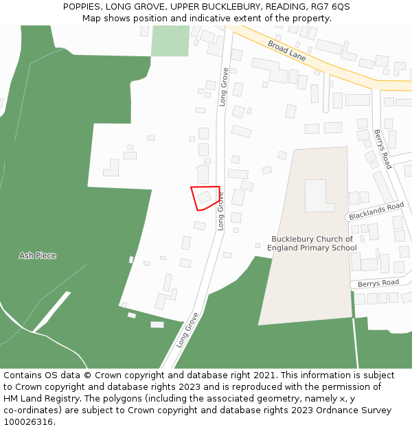 POPPIES, LONG GROVE, UPPER BUCKLEBURY, READING, RG7 6QS: Location map and indicative extent of plot