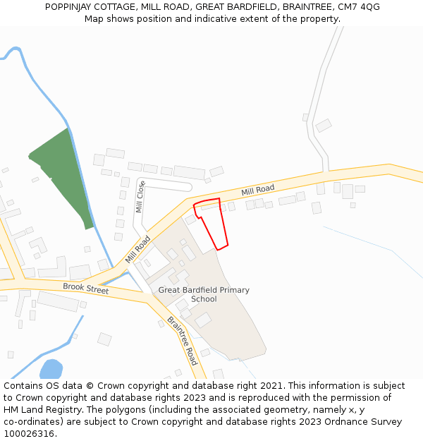 POPPINJAY COTTAGE, MILL ROAD, GREAT BARDFIELD, BRAINTREE, CM7 4QG: Location map and indicative extent of plot