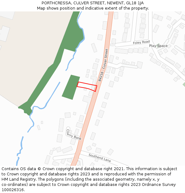 PORTHCRESSA, CULVER STREET, NEWENT, GL18 1JA: Location map and indicative extent of plot