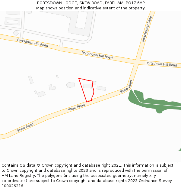 PORTSDOWN LODGE, SKEW ROAD, FAREHAM, PO17 6AP: Location map and indicative extent of plot