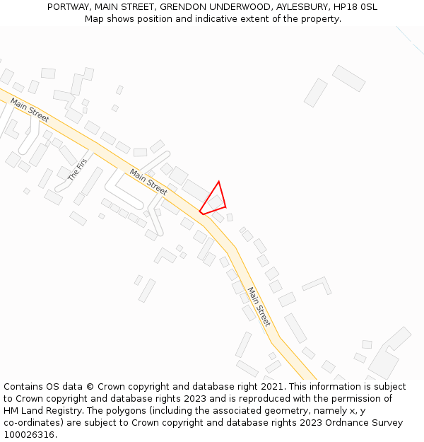 PORTWAY, MAIN STREET, GRENDON UNDERWOOD, AYLESBURY, HP18 0SL: Location map and indicative extent of plot