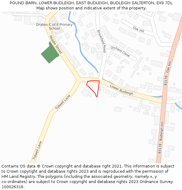 POUND BARN, LOWER BUDLEIGH, EAST BUDLEIGH, BUDLEIGH SALTERTON, EX9 7DL: Location map and indicative extent of plot