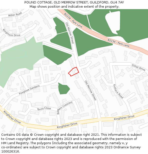 POUND COTTAGE, OLD MERROW STREET, GUILDFORD, GU4 7AY: Location map and indicative extent of plot