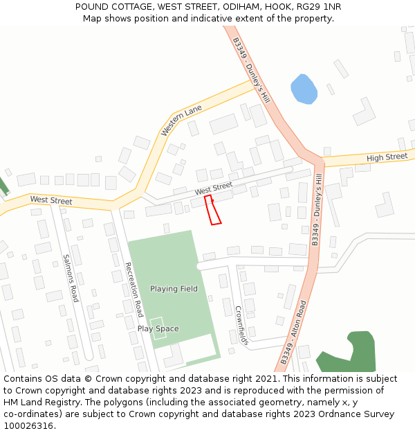 POUND COTTAGE, WEST STREET, ODIHAM, HOOK, RG29 1NR: Location map and indicative extent of plot