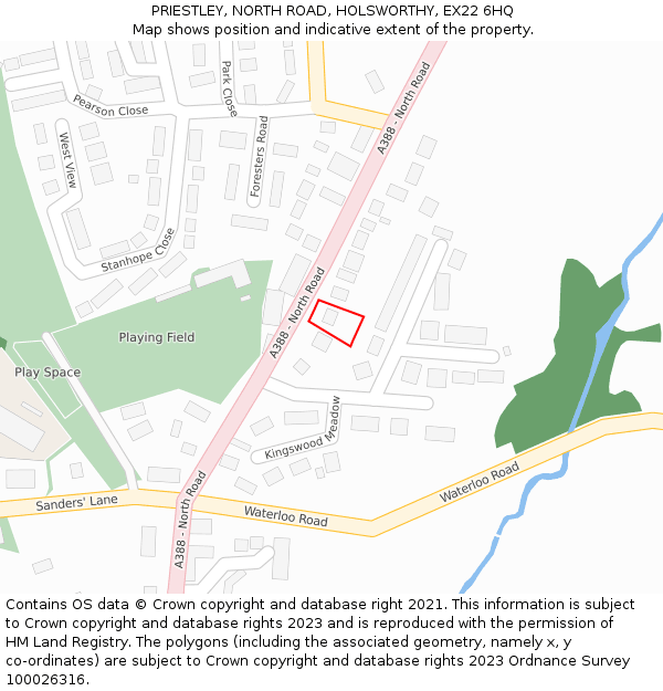 PRIESTLEY, NORTH ROAD, HOLSWORTHY, EX22 6HQ: Location map and indicative extent of plot