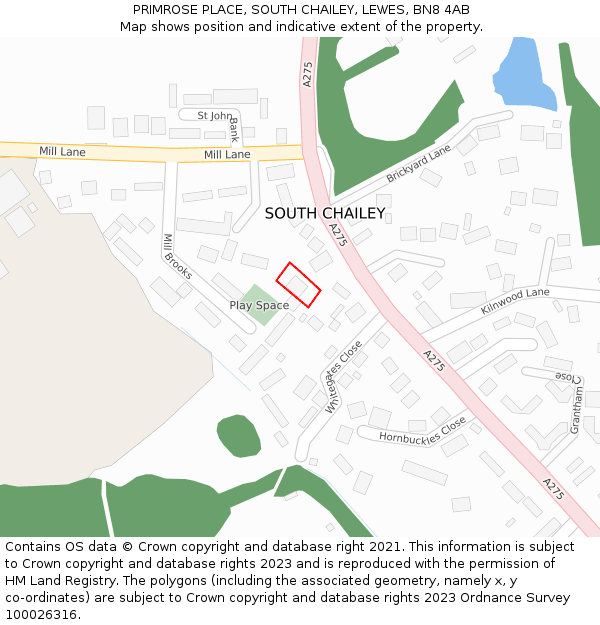 PRIMROSE PLACE, SOUTH CHAILEY, LEWES, BN8 4AB: Location map and indicative extent of plot