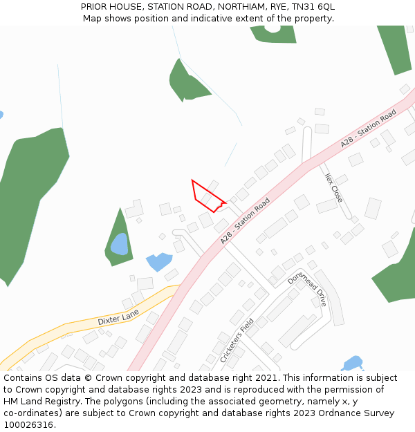 PRIOR HOUSE, STATION ROAD, NORTHIAM, RYE, TN31 6QL: Location map and indicative extent of plot