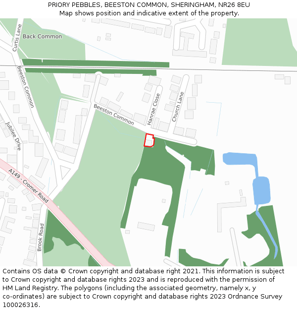 PRIORY PEBBLES, BEESTON COMMON, SHERINGHAM, NR26 8EU: Location map and indicative extent of plot