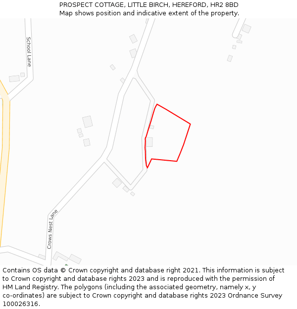 PROSPECT COTTAGE, LITTLE BIRCH, HEREFORD, HR2 8BD: Location map and indicative extent of plot