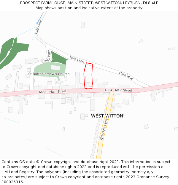 PROSPECT FARMHOUSE, MAIN STREET, WEST WITTON, LEYBURN, DL8 4LP: Location map and indicative extent of plot