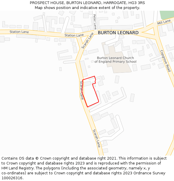 PROSPECT HOUSE, BURTON LEONARD, HARROGATE, HG3 3RS: Location map and indicative extent of plot