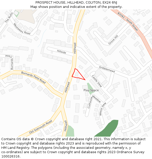PROSPECT HOUSE, HILLHEAD, COLYTON, EX24 6NJ: Location map and indicative extent of plot
