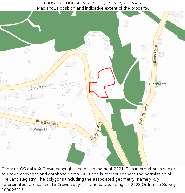 PROSPECT HOUSE, VINEY HILL, LYDNEY, GL15 4LY: Location map and indicative extent of plot