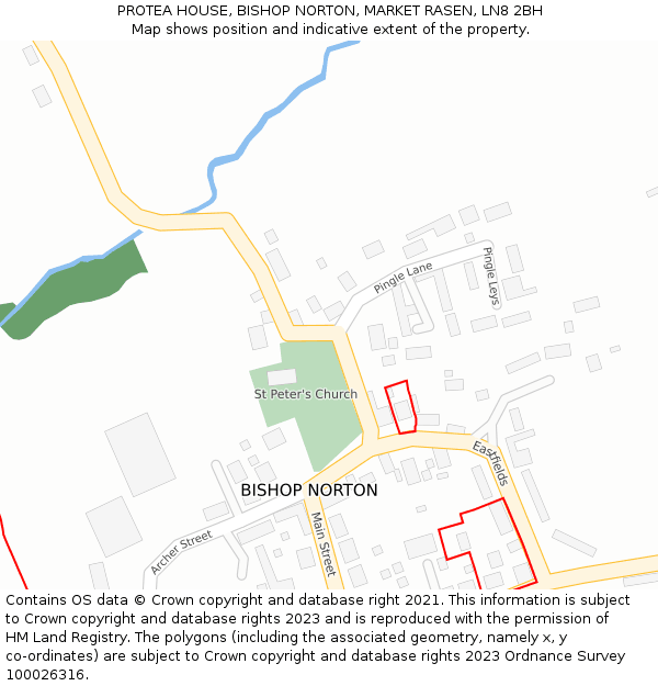 PROTEA HOUSE, BISHOP NORTON, MARKET RASEN, LN8 2BH: Location map and indicative extent of plot