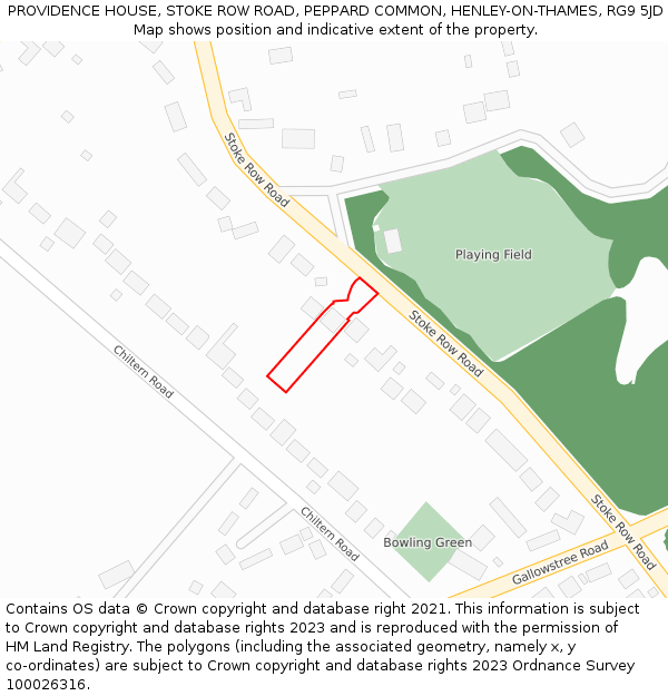 PROVIDENCE HOUSE, STOKE ROW ROAD, PEPPARD COMMON, HENLEY-ON-THAMES, RG9 5JD: Location map and indicative extent of plot