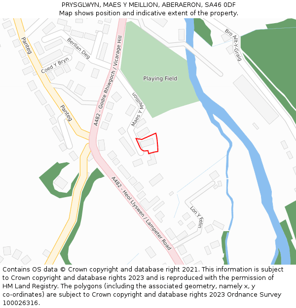 PRYSGLWYN, MAES Y MEILLION, ABERAERON, SA46 0DF: Location map and indicative extent of plot