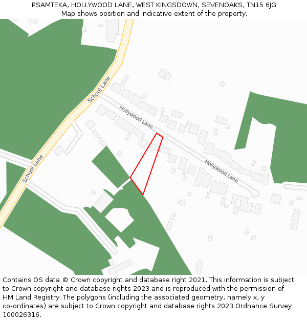 PSAMTEKA, HOLLYWOOD LANE, WEST KINGSDOWN, SEVENOAKS, TN15 6JG: Location map and indicative extent of plot