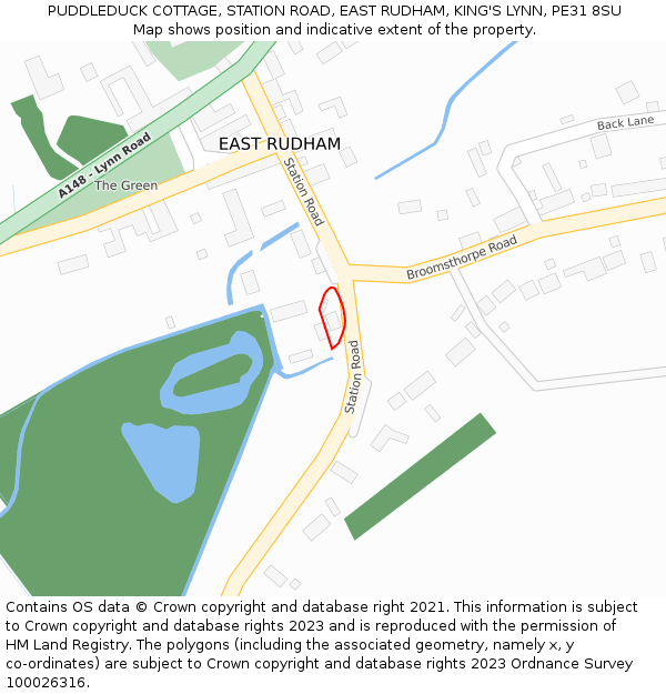 PUDDLEDUCK COTTAGE, STATION ROAD, EAST RUDHAM, KING'S LYNN, PE31 8SU: Location map and indicative extent of plot