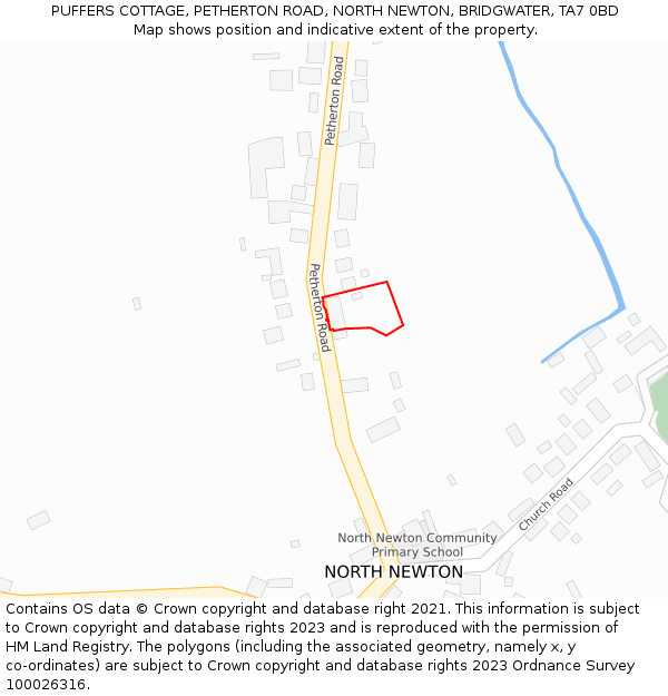 PUFFERS COTTAGE, PETHERTON ROAD, NORTH NEWTON, BRIDGWATER, TA7 0BD: Location map and indicative extent of plot