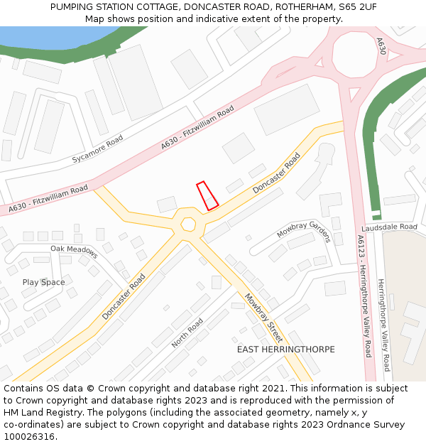 PUMPING STATION COTTAGE, DONCASTER ROAD, ROTHERHAM, S65 2UF: Location map and indicative extent of plot