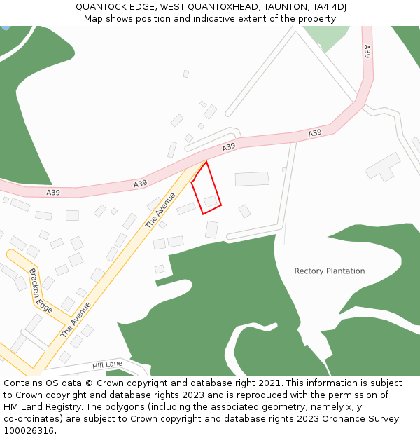 QUANTOCK EDGE, WEST QUANTOXHEAD, TAUNTON, TA4 4DJ: Location map and indicative extent of plot