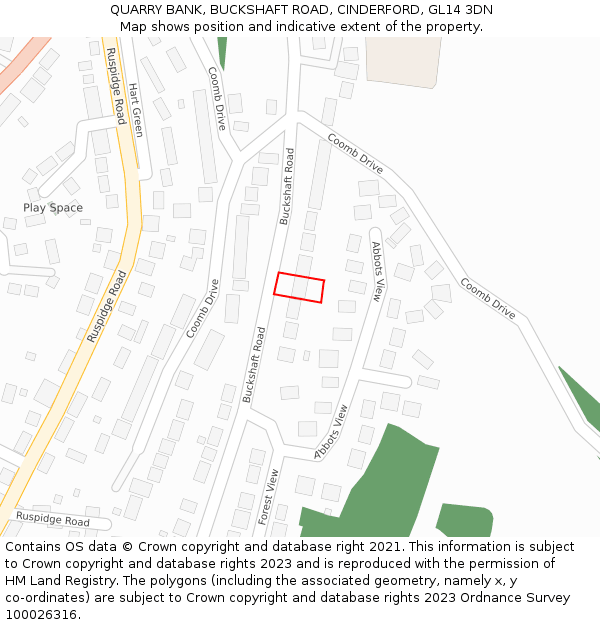 QUARRY BANK, BUCKSHAFT ROAD, CINDERFORD, GL14 3DN: Location map and indicative extent of plot