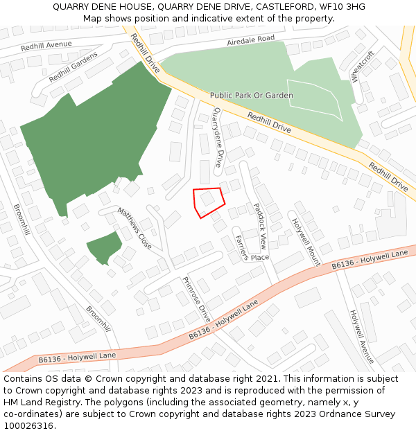 QUARRY DENE HOUSE, QUARRY DENE DRIVE, CASTLEFORD, WF10 3HG: Location map and indicative extent of plot