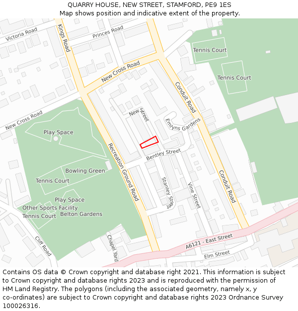 QUARRY HOUSE, NEW STREET, STAMFORD, PE9 1ES: Location map and indicative extent of plot