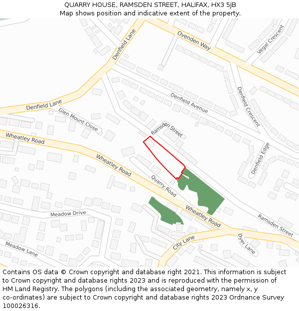 QUARRY HOUSE, RAMSDEN STREET, HALIFAX, HX3 5JB: Location map and indicative extent of plot