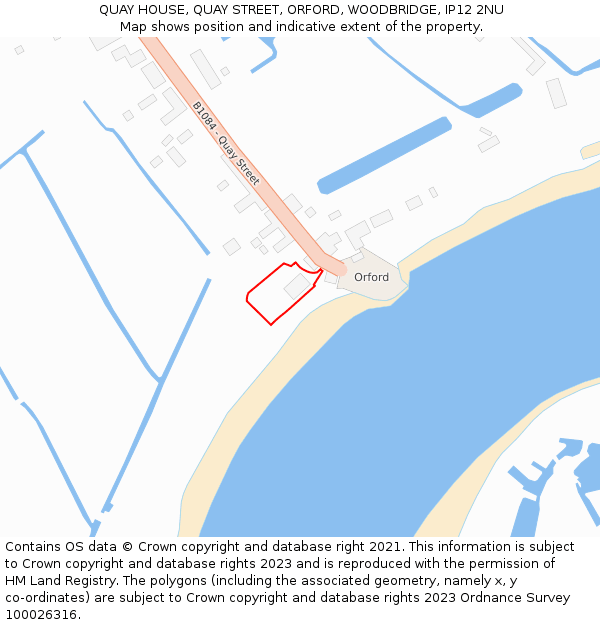 QUAY HOUSE, QUAY STREET, ORFORD, WOODBRIDGE, IP12 2NU: Location map and indicative extent of plot